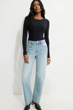 Tees & Tanks | Bestsellers-Dynamite Kyla Sculpt Crewneck Bodysuit Black