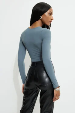 Tees & Tanks | Tees & Tanks-Dynamite Kyla Sculpt Crewneck Bodysuit Green