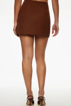 Skirts & Skorts | Skirts-Dynamite Kylie Faux Suede Mini Skirt Brown