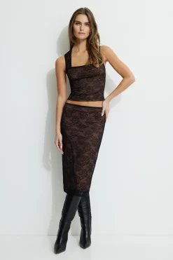 Tees & Tanks | Matching Sets-Dynamite Lace Tank Top Black
