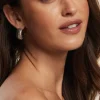 Earrings-Dynamite Large Ribbed Hoop Earrings Grey