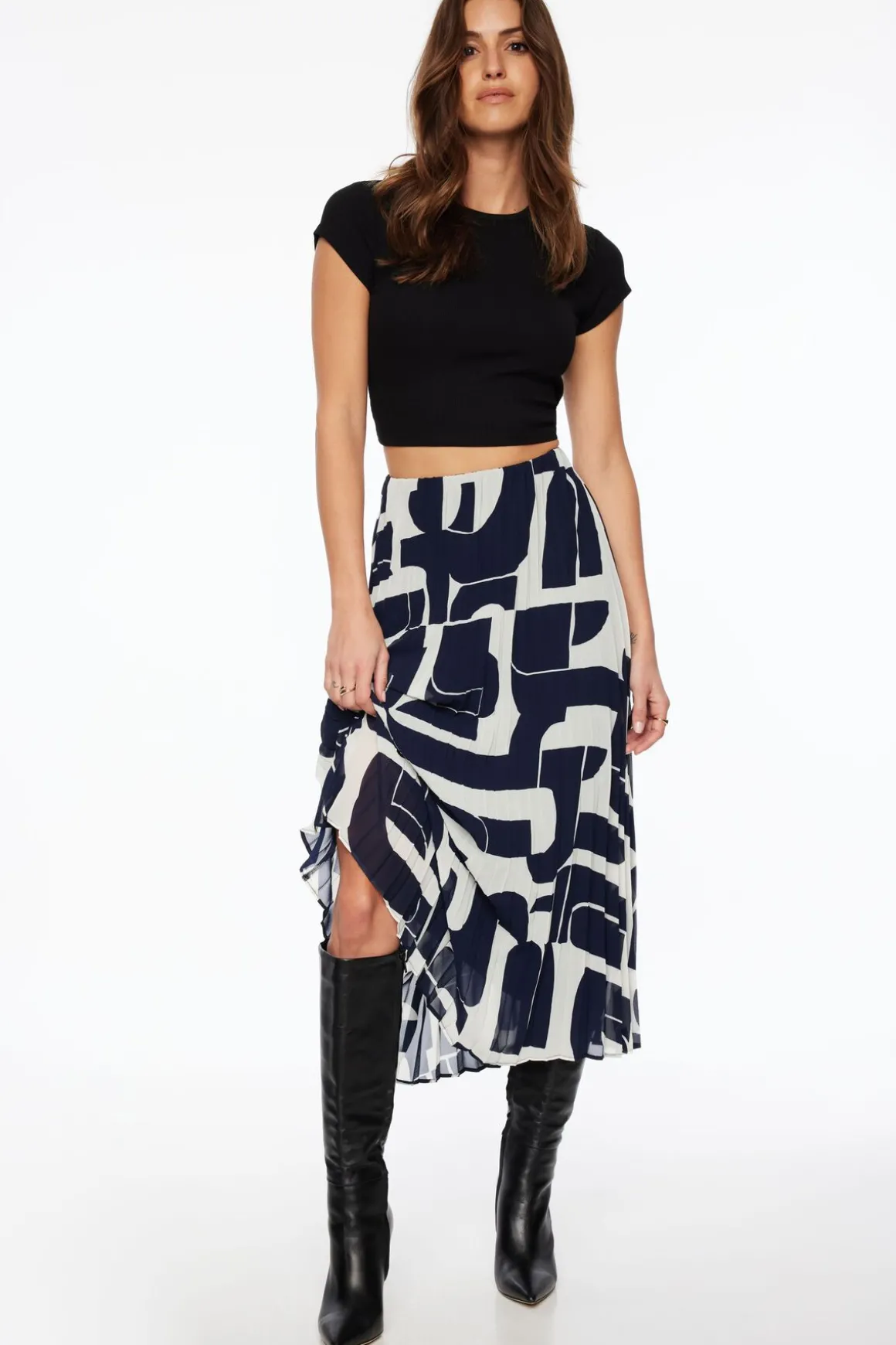 Skirts & Skorts | Skirts-Dynamite Laure Pleated Chiffon Maxi Skirt Black
