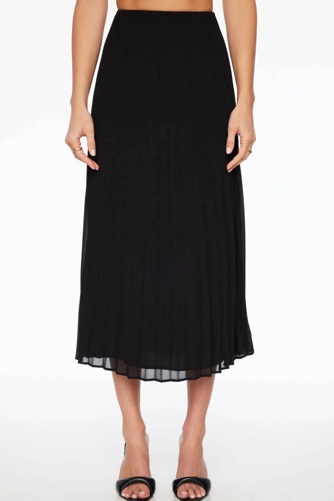 Skirts & Skorts | Skirts-Dynamite Laure Pleated Chiffon Maxi Skirt Black