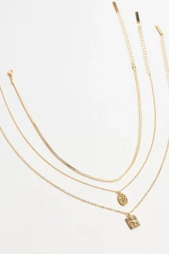 Necklaces-Dynamite Layered Flower & Sunrise Medallion Necklace White