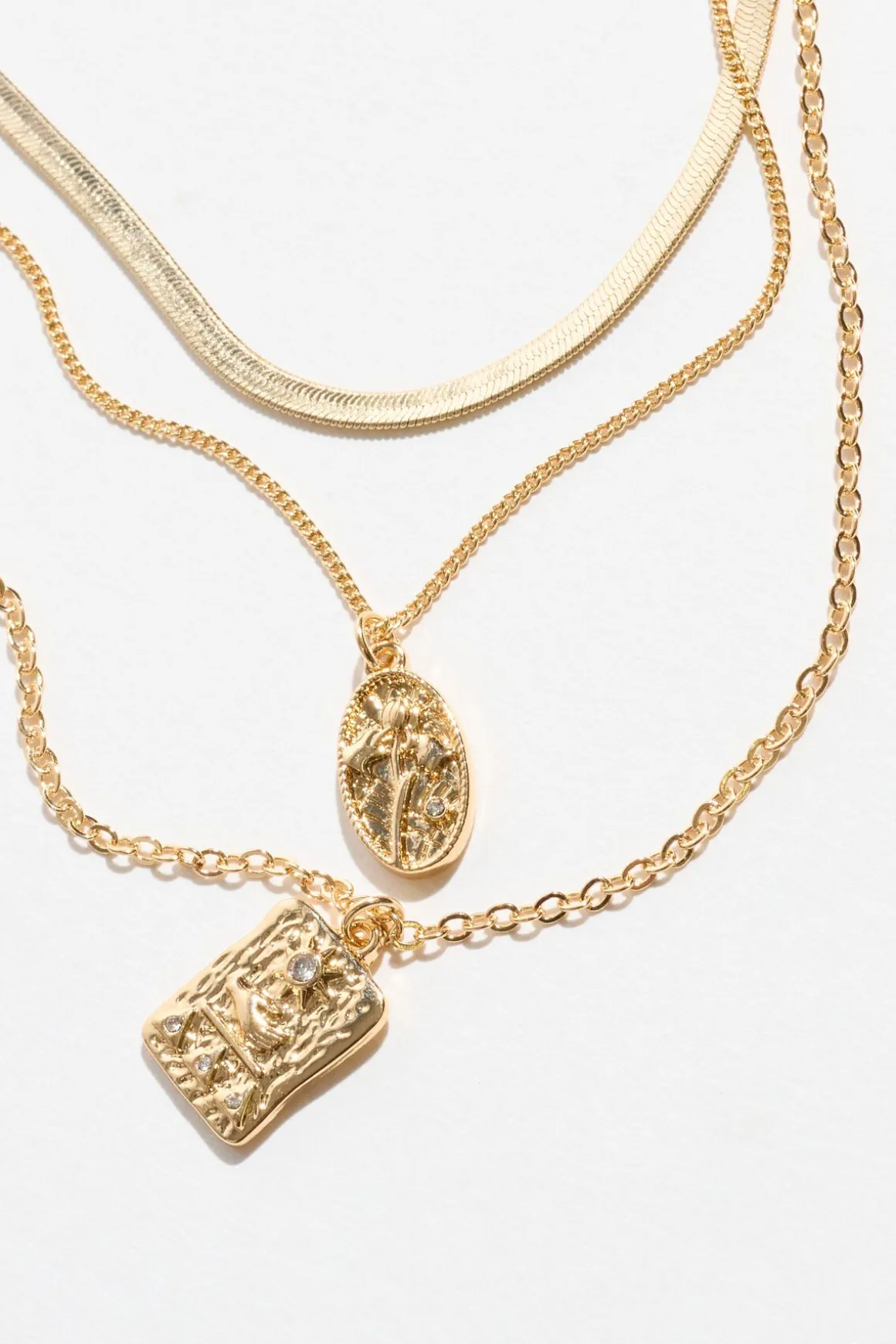 Necklaces-Dynamite Layered Flower & Sunrise Medallion Necklace White