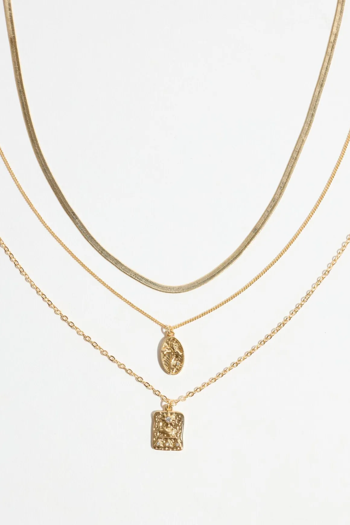 Necklaces-Dynamite Layered Flower & Sunrise Medallion Necklace White