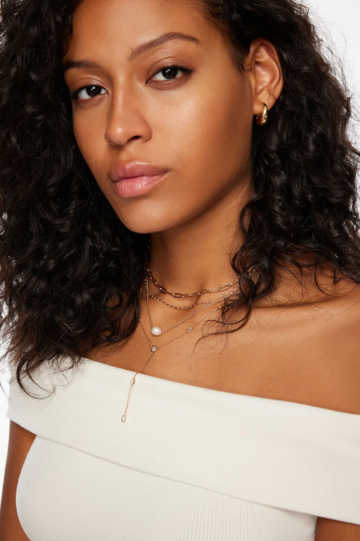 Tees & Tanks | Tees & Tanks-Dynamite Layla Off Shoulder Ribbed Top White