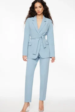 Pants | Slim Leg Pants-Dynamite Lina Full Length Slim Pants Blue