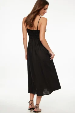 Dresses & Jumpsuits | Midi & Maxi Dresses-Dynamite Linen Maxi Dress Black