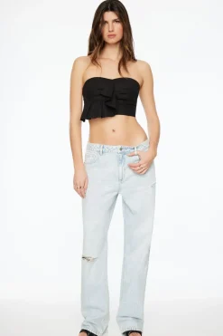 Blouses & Tops-Dynamite Linen Tube Top With Frill Black