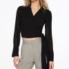 Blouses & Tops | Blouses & Tops-Dynamite Long Sleeve Collared Wrap  Blouse Black