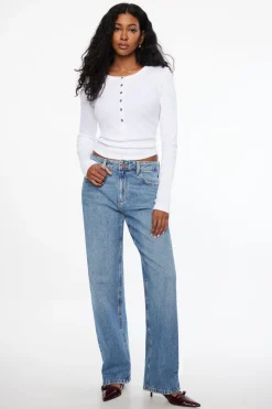 Tees & Tanks | Tees & Tanks-Dynamite Long Sleeve Henley Top White
