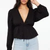 Blouses & Tops | Blouses & Tops-Dynamite Long Sleeve Peplum Blouse Black