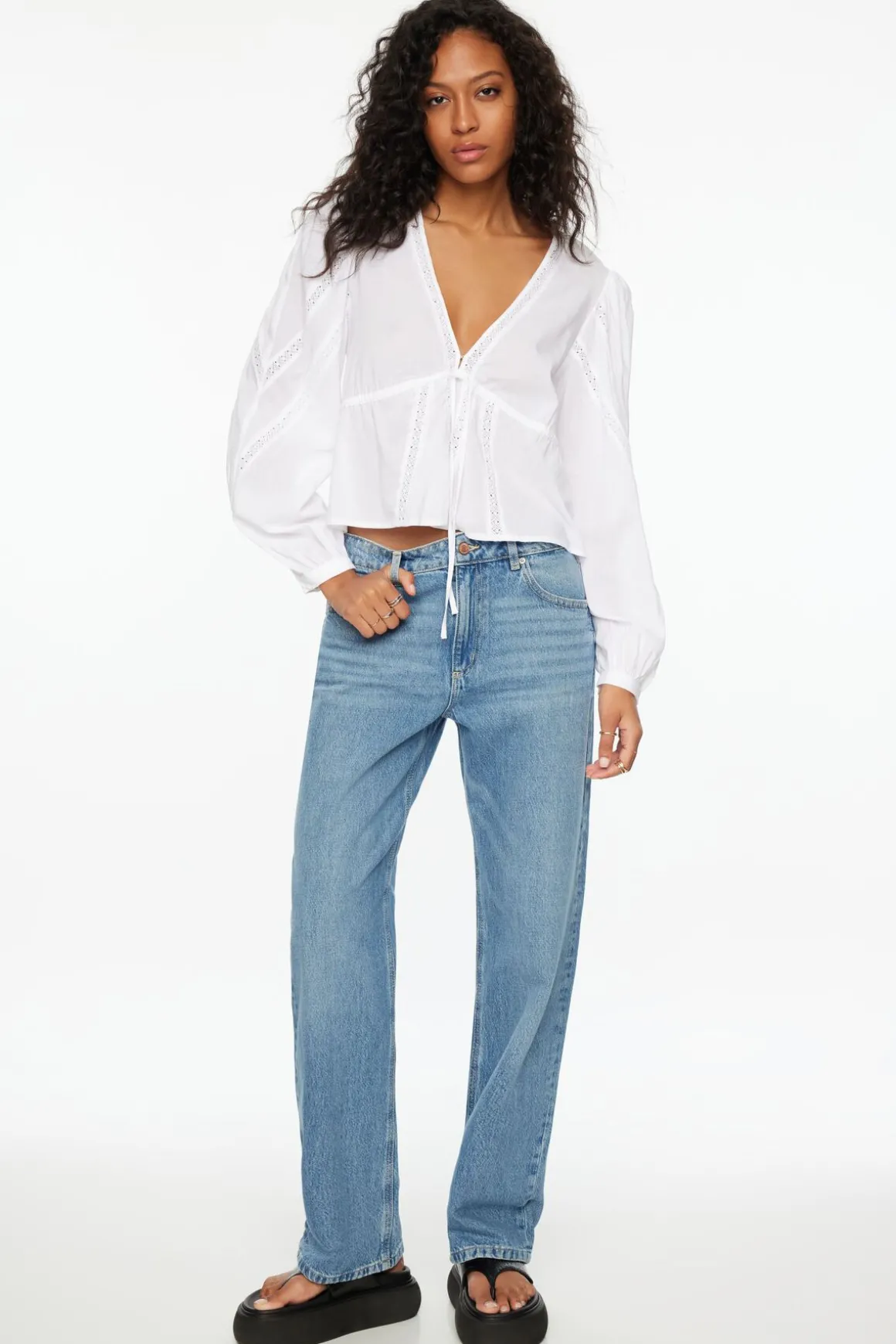 Blouses & Tops | Blouses & Tops-Dynamite Long Sleeve Peplum Blouse White