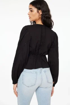 Blouses & Tops | Blouses & Tops-Dynamite Long Sleeve Peplum Blouse Black