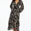Dresses & Jumpsuits | Midi & Maxi Dresses-Dynamite Long Sleeve Ruffled Wrap Dress Black