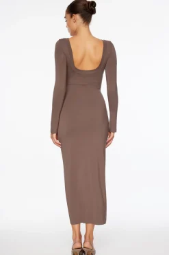 Dresses & Jumpsuits | Midi & Maxi Dresses-Dynamite Long Sleeve Scoop Back Maxi Dress Red