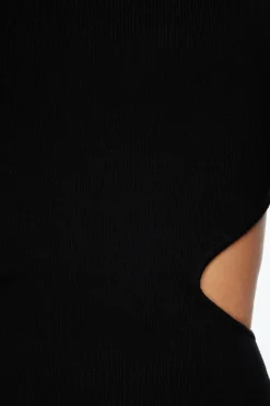 Dresses & Jumpsuits | Midi & Maxi Dresses-Dynamite Long Sleeve Side Cutout Maxi Dress Black
