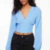 Blouses & Tops | Blouses & Tops-Dynamite Long Sleeve V-Neck Blouse Blue