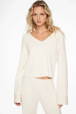 Sweaters & Cardigans | Sweaters-Dynamite Long Sleeve V-Neck Sweater White