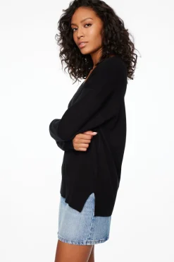 Sweaters & Cardigans | Sweaters-Dynamite Long Sleeve V-Neck Sweater Black