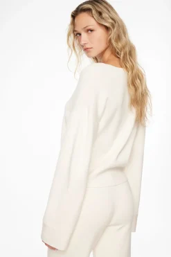 Sweaters & Cardigans | Sweaters-Dynamite Long Sleeve V-Neck Sweater White