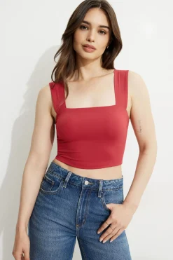 Tees & Tanks | Tees & Tanks-Dynamite Lota Sculpt Tank Top Red