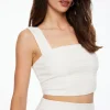 Tees & Tanks | Tees & Tanks-Dynamite Lota Textured Crop Tank Top White