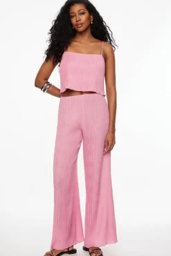 Pants | Wide Leg Pants-Dynamite Malika Crinkled Wide Leg Pants Red