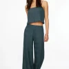 Pants | Wide Leg Pants-Dynamite Malika Crinkled Wide Leg Pants Blue