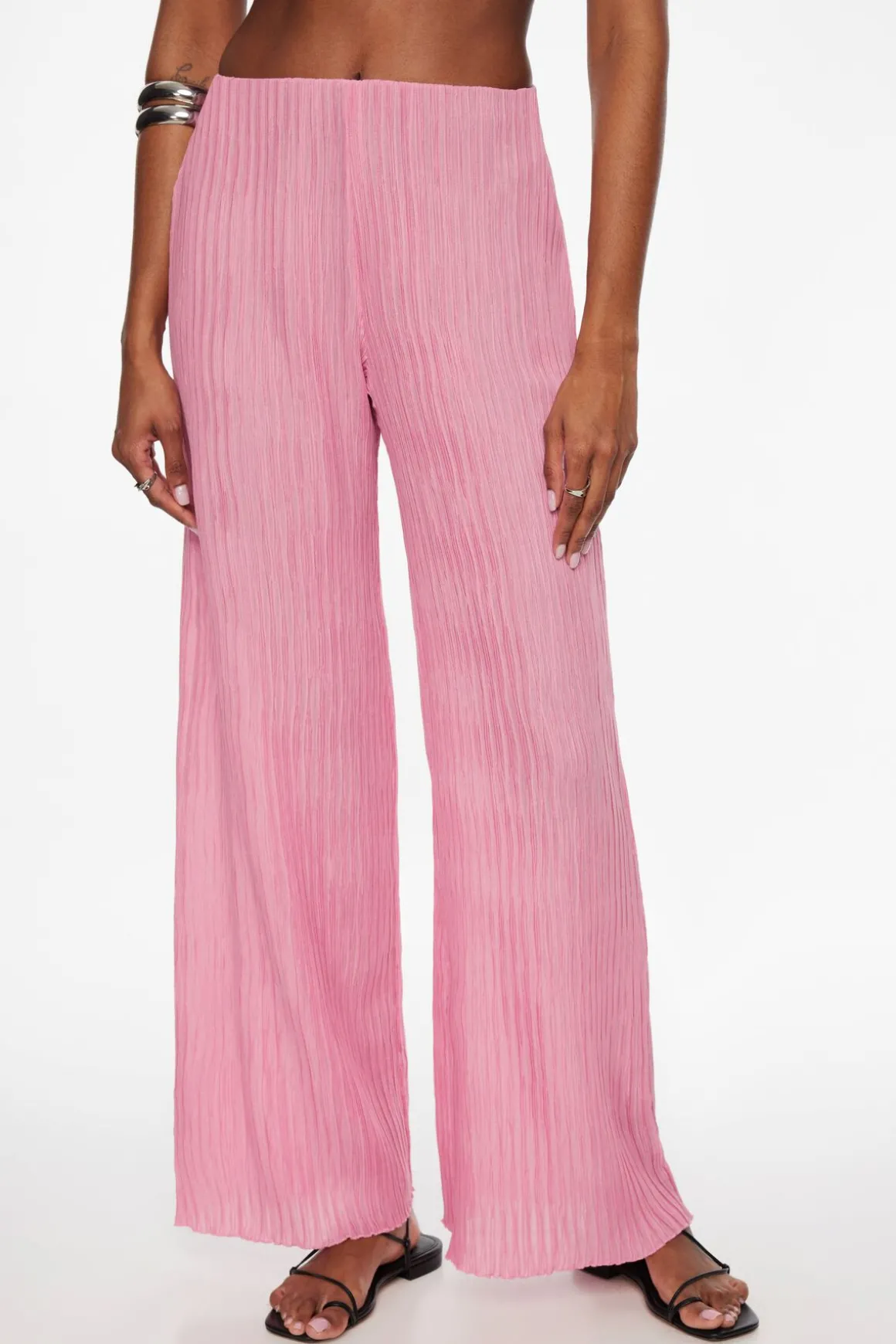 Pants | Wide Leg Pants-Dynamite Malika Crinkled Wide Leg Pants Red