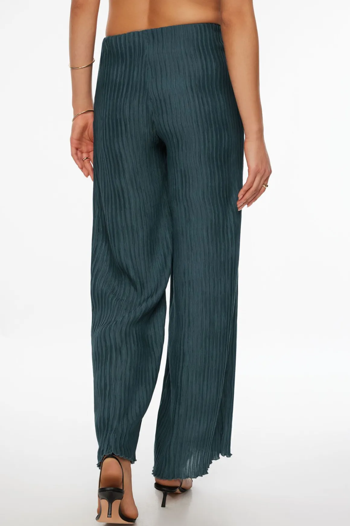 Pants | Wide Leg Pants-Dynamite Malika Crinkled Wide Leg Pants Blue