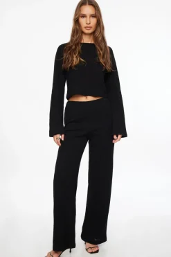 Pants-Dynamite Malika Crochet Wide Leg Pants Black