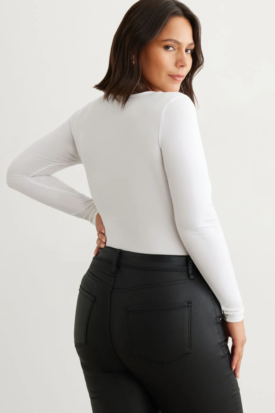Tees & Tanks | Tees & Tanks-Dynamite Maren Sculpt Square Neck Bodysuit White