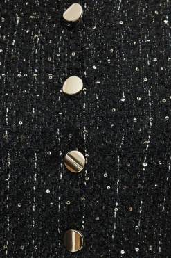 Blazers & Vests | Matching Sets-Dynamite Margaux Metallic Tweed Cropped Blazer Black