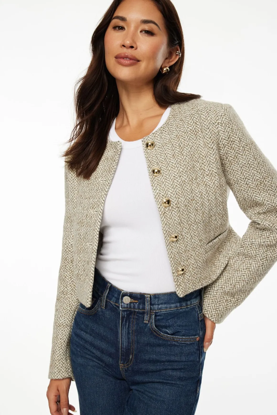 Blazers & Vests | Matching Sets-Dynamite Margaux Tweed Blazer Brown