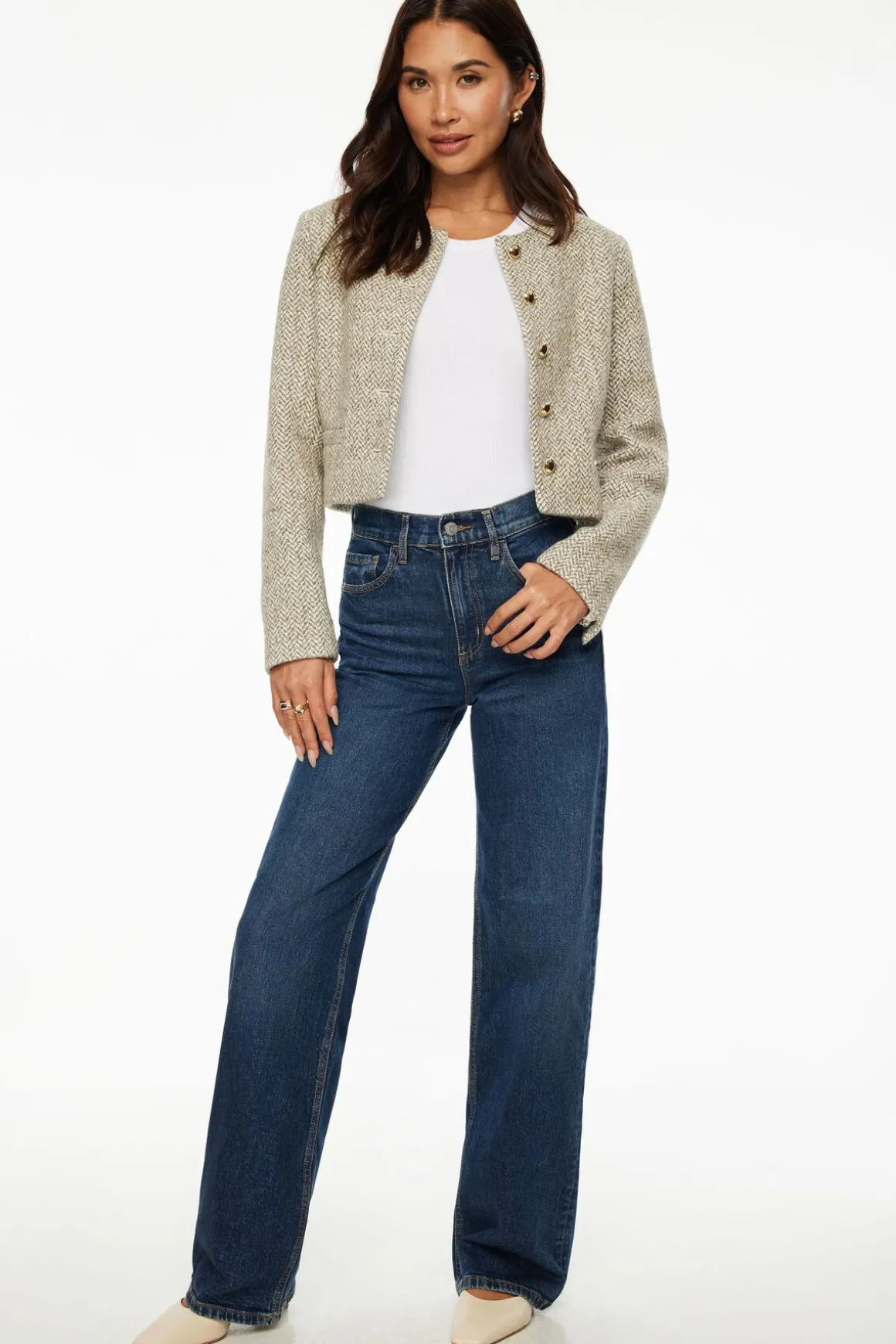 Blazers & Vests | Matching Sets-Dynamite Margaux Tweed Blazer Brown