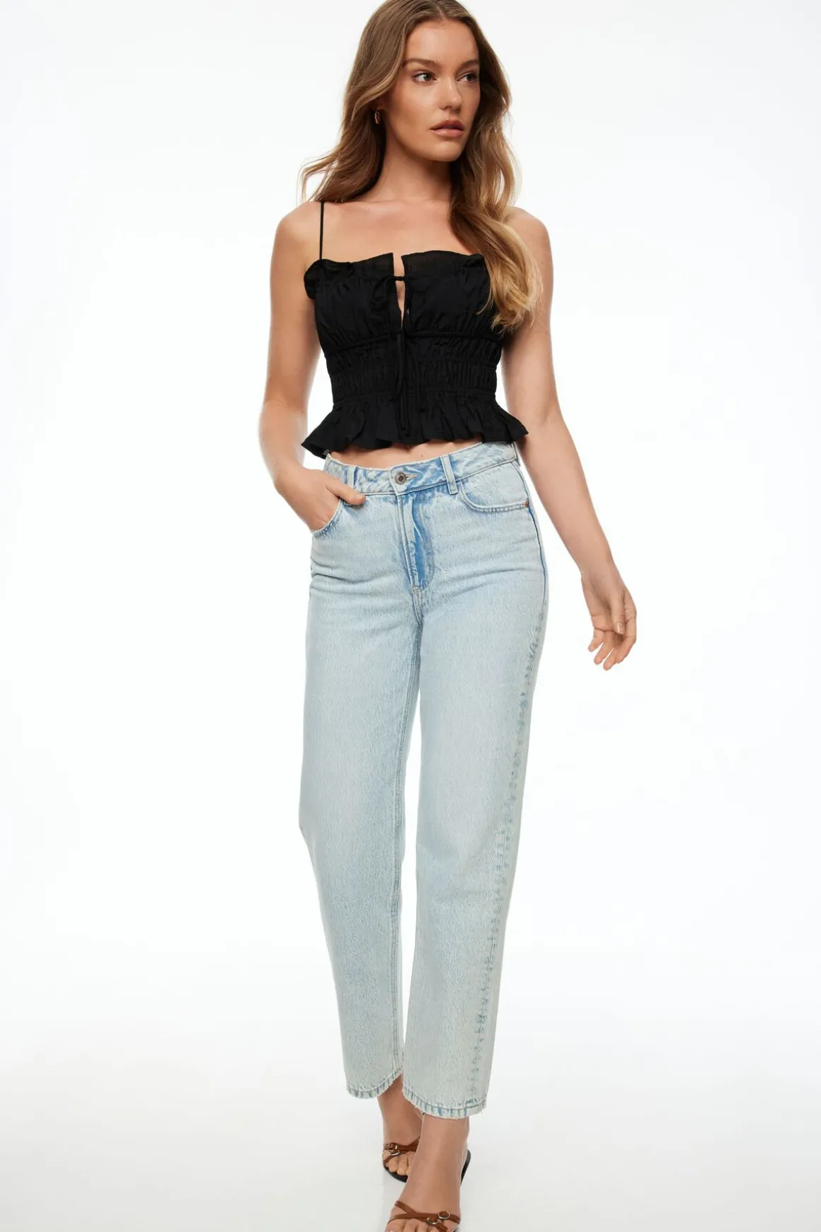Blouses & Tops | Blouses & Tops-Dynamite Maria Shirred Bow Cami Black