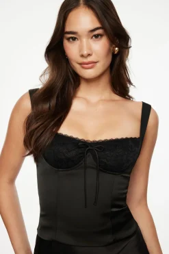 Blouses & Tops | Blouses & Tops-Dynamite Marine Lace Satin Bustier Black