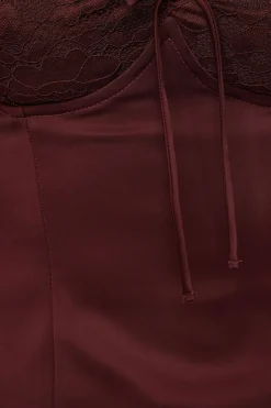 Blouses & Tops | Blouses & Tops-Dynamite Marine Lace Satin Bustier Burgundy