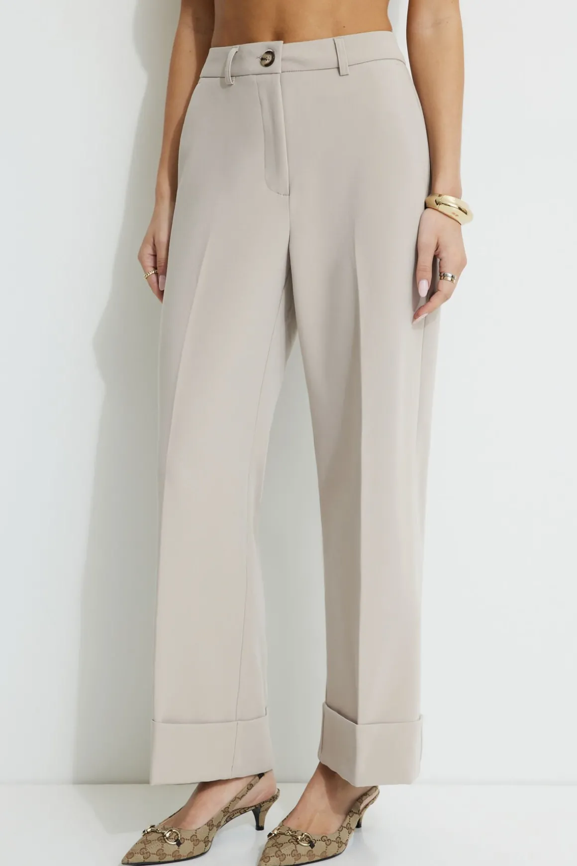 Pants | Straight Leg Pants-Dynamite Max Cuffed Ankle Pants Grey
