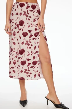 Skirts & Skorts | Skirts-Dynamite Maxine Midi Slip Skirt Burgundy