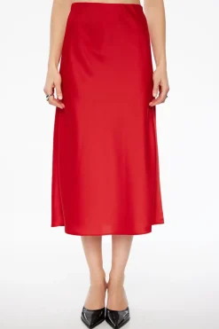 Skirts & Skorts | Skirts-Dynamite Melody Satin Slip Midi Skirt Red
