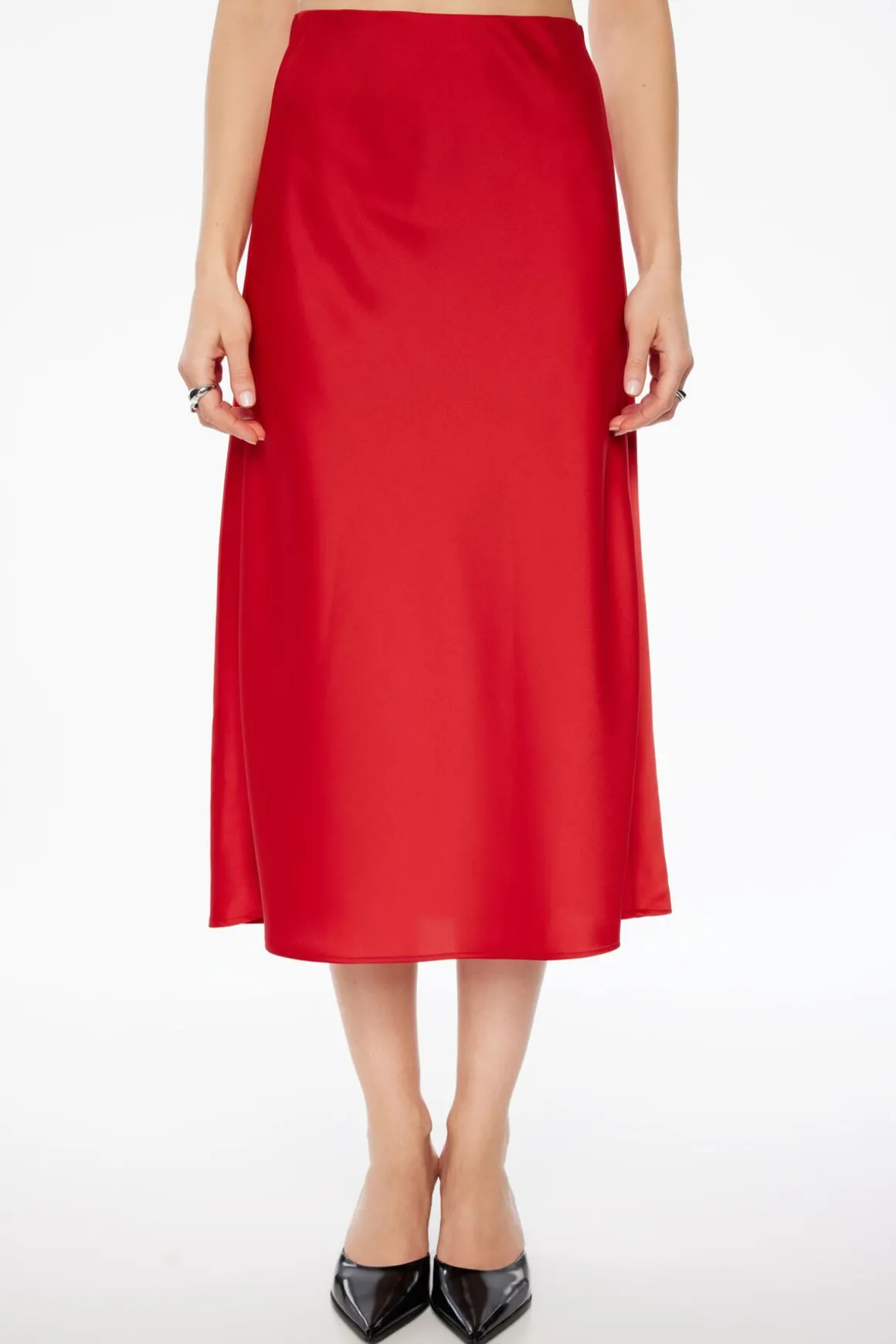 Skirts & Skorts | Skirts-Dynamite Melody Satin Slip Midi Skirt Red