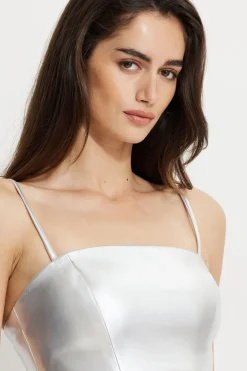 Online Exclusives | Matching Sets-Dynamite Metallic Faux Leather Tube Top Gray