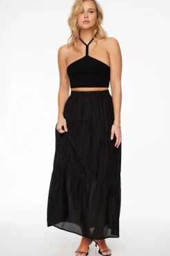 Tees & Tanks | Tees & Tanks-Dynamite Micro Halter Ribbed Top Black