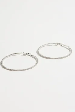 Earrings-Dynamite Micro Pavé Gem Hoop Earrings Gray