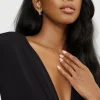 Earrings-Dynamite Micro Pavé Line Huggie Earrings White