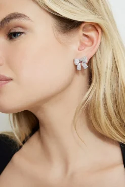 Earrings-Dynamite Micropavé Gem Bow Studs Gray