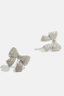 Earrings-Dynamite Micropavé Gem Bow Studs Gray